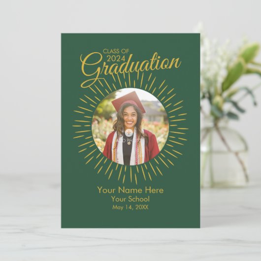 フォト卒業スター発表(緑と金ゴールド) 案内状 (スタンド正面)