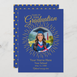 フォト卒業スター発表(青と金ゴールド) 案内状