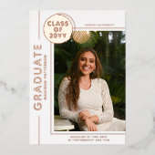 フォト卒業スモダンクリプトバラ金ゴールド 箔招待状 (正面)