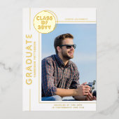 フォト卒業スモダンクリプト金ゴールド 箔招待状 (正面)