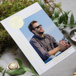 フォト卒業スモダンクリプト金ゴールド 箔招待状