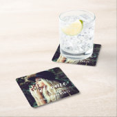 フォト卒業タイポグラフィパーティーの好意 スクエアペーパーコースター (インサイチュ)