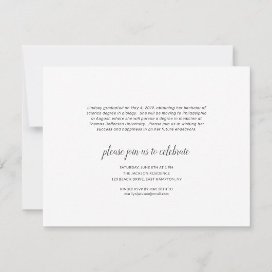 フォト卒業トレンディー手書き文字 案内状 (裏面)