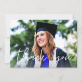 フォト卒業ハットホワイトサンキューカード 招待状 (正面)