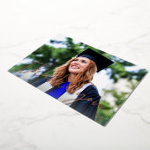 フォト卒業ハットホワイトHフォイルサンキューカード 箔招待状 (回転した状態)