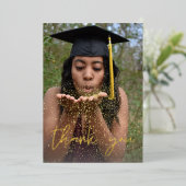 フォト卒業ハット垂直Wフォイルありがとう 箔招待状 (立ち正面)