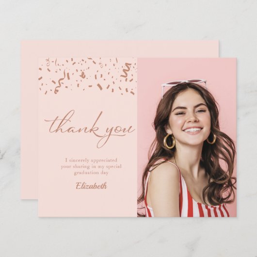 フォト卒業バラ金ゴールド予算サンキューカード (正面/裏面)