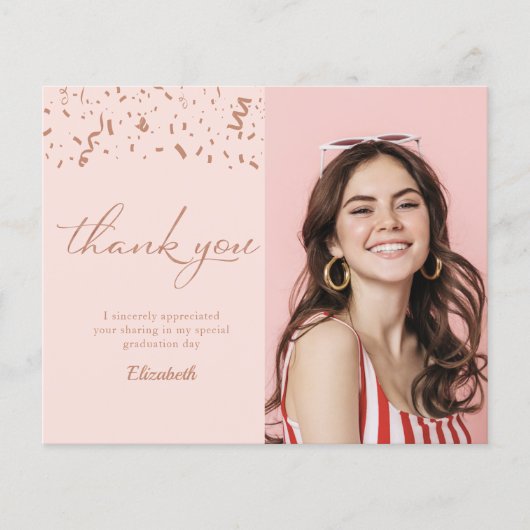 フォト卒業バラ金ゴールド予算サンキューカード (正面)