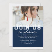 フォト卒業パーティスクエレガントリモダンプト 招待状 (裏面)