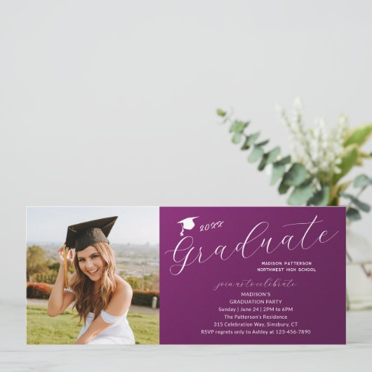 フォト卒業パーティスクエレガントリモダンプト 招待状 (スタンド正面)