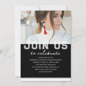 フォト卒業パーティスクエレガントリモダンプト 招待状 (裏面)