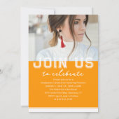 フォト卒業パーティスクエレガントリモダンプト 招待状 (裏面)