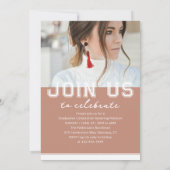 フォト卒業パーティスクエレガントリモダンプト 招待状 (裏面)