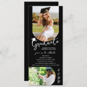 フォト卒業パーティスクモダンリエレガントプト 招待状 (正面/裏面)