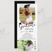 フォト卒業パーティスクモダンリエレガントプト 招待状 (正面/裏面)