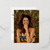 フォト卒業パーティーの招待はがき 箔シーズンポストカード (正面/裏面)