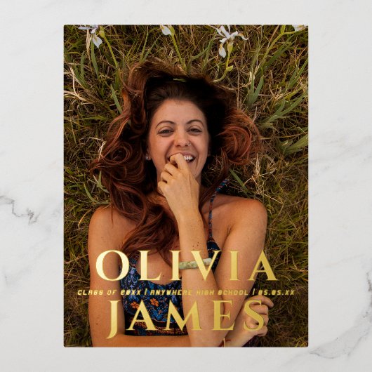 フォト卒業パーティーの招待はがき 箔シーズンポストカード (正面)