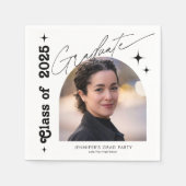 フォト卒業パーティーレトロタイポグラフィ スタンダードカクテルナプキン (正面)