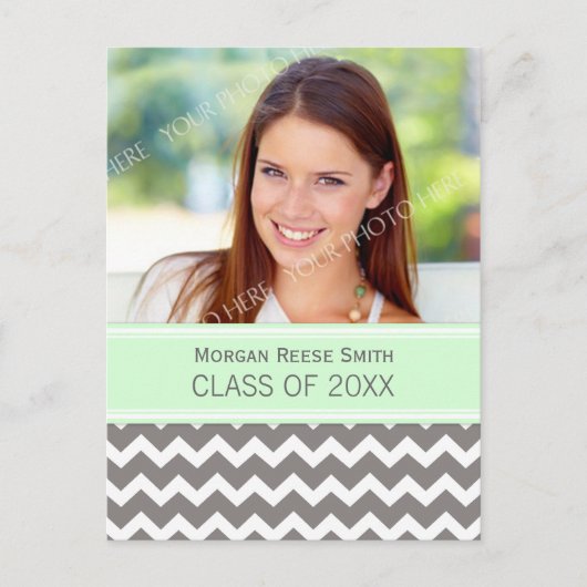 フォト卒業パーティー招待状はがきChevron インビテーションポストカード (正面)