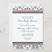 フォト卒業パーティー招待状カードブルーダマスク 招待状 (裏面)