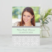 フォト卒業パーティー招待状カードミントグレー 招待状 (スタンド正面)