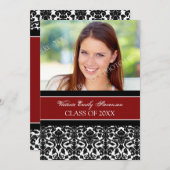 フォト卒業パーティー招待状カード赤 招待状 (正面/裏面)