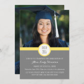 フォト卒業パーティー招待状グレーイエロー 招待状 (正面/裏面)