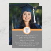 フォト卒業パーティー招待状グレーオレンジ 招待状 (正面/裏面)