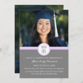 フォト卒業パーティー招待状グレーパープル 招待状 (正面/裏面)