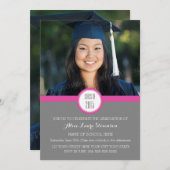 フォト卒業パーティー招待状グレーピンク 招待状 (正面/裏面)