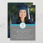 フォト卒業パーティー招待状グレーブルー 招待状 (正面/裏面)