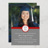 フォト卒業パーティー招待状グレーレッド 招待状 (正面/裏面)