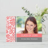 フォト卒業パーティー招待状コーラルグレー 招待状 (スタンド正面)