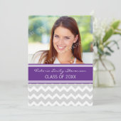 フォト卒業パーティー招待状パープルシェブロン 招待状 (スタンド正面)