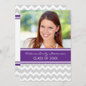 フォト卒業パーティー招待状パープルシェブロン 招待状 (正面/裏面)