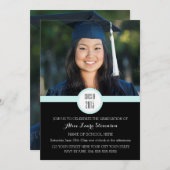 フォト卒業パーティー招待状ブラックスカイブルー 招待状 (正面/裏面)