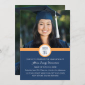 フォト卒業パーティー招待状ブルーオレンジ 招待状 (正面/裏面)