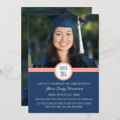 フォト卒業パーティー招待状ブルーコーラル 招待状 (正面/裏面)