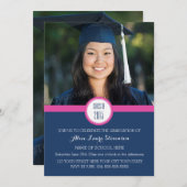 フォト卒業パーティー招待状ブルーピンク 招待状 (正面/裏面)