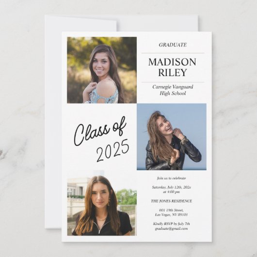 フォト卒業パーティー招待状発表 招待状 (裏面)