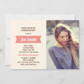 フォト卒業パーティー招待状。セーブザデート. 招待状 (裏面)