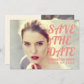 フォト卒業パーティー招待状。セーブザデート. 招待状 (正面/裏面)