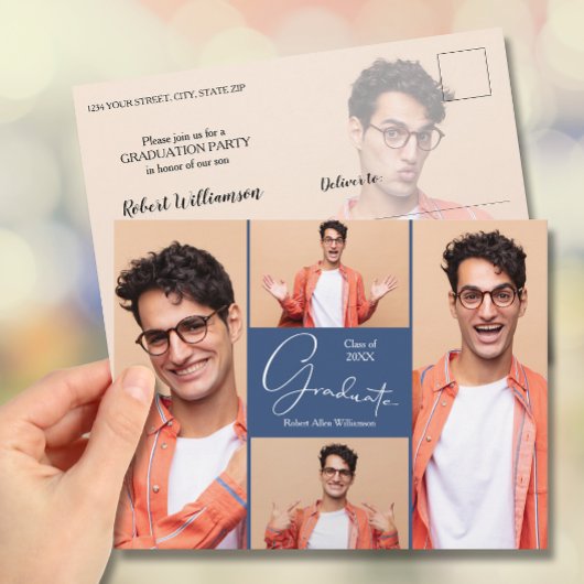 フォト卒業パーティー招待状 ポストカード