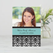 フォト卒業パーティ招待状カードティール(緑がかった色) 招待状 (スタンド正面)