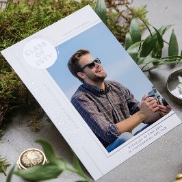 フォト卒業モダンスクリプトシルバー 箔招待状