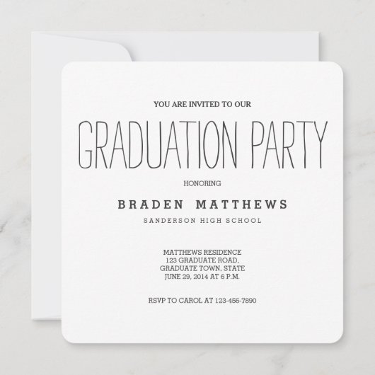 フォト卒業モダンパーティー招待状 招待状 (裏面)