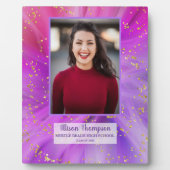 フォト卒業抽象芸術パープル金ゴールド卓上 フォトプラーク (正面)