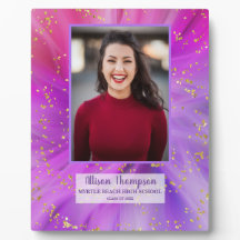 フォト卒業抽象芸術パープル金ゴールド卓上