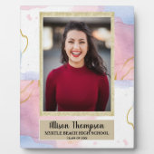 フォト卒業抽象芸術ピンクブルー卓上 フォトプラーク (正面)