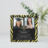 フォト卒業招待状イエローゼブラプリント 招待状 (スタンド正面)
